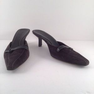 Cole Haan Women’s Mules Dark Brown Kitten Heels Suede